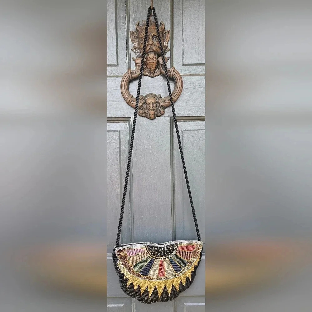 Vintage Hand Beaded Evening Crossbody Bag EUC